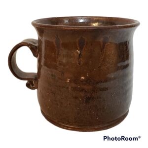 𝅺Studio Pottery Coffee Mug Tea Cup Large Earthenware Brown Artsy Minimalist